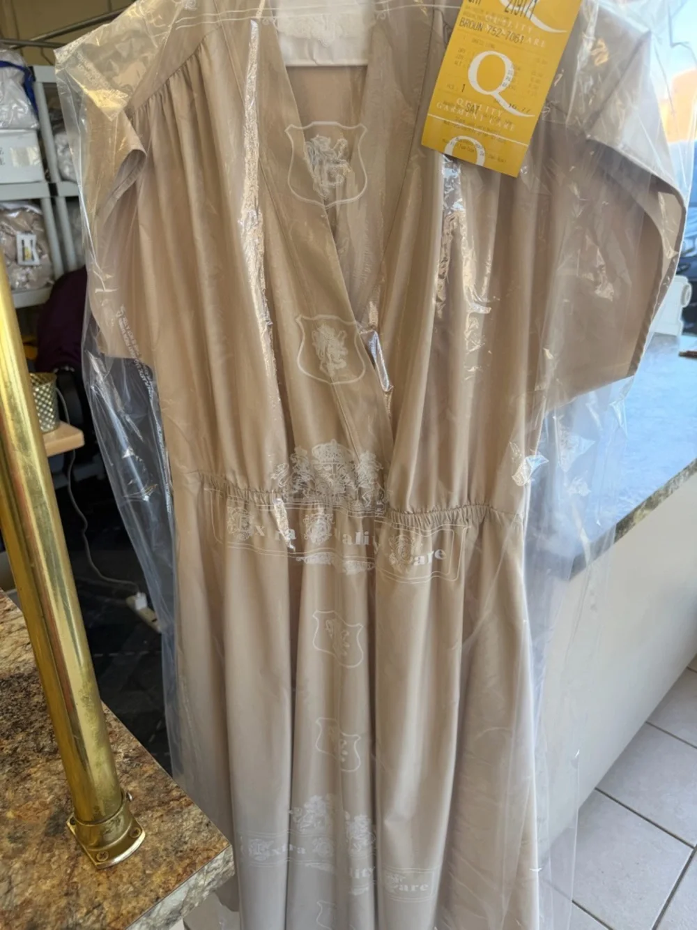 Calvin Klein Beige Midi Wrap Dress with Black Belt Worn once! - Picture 7 of 7